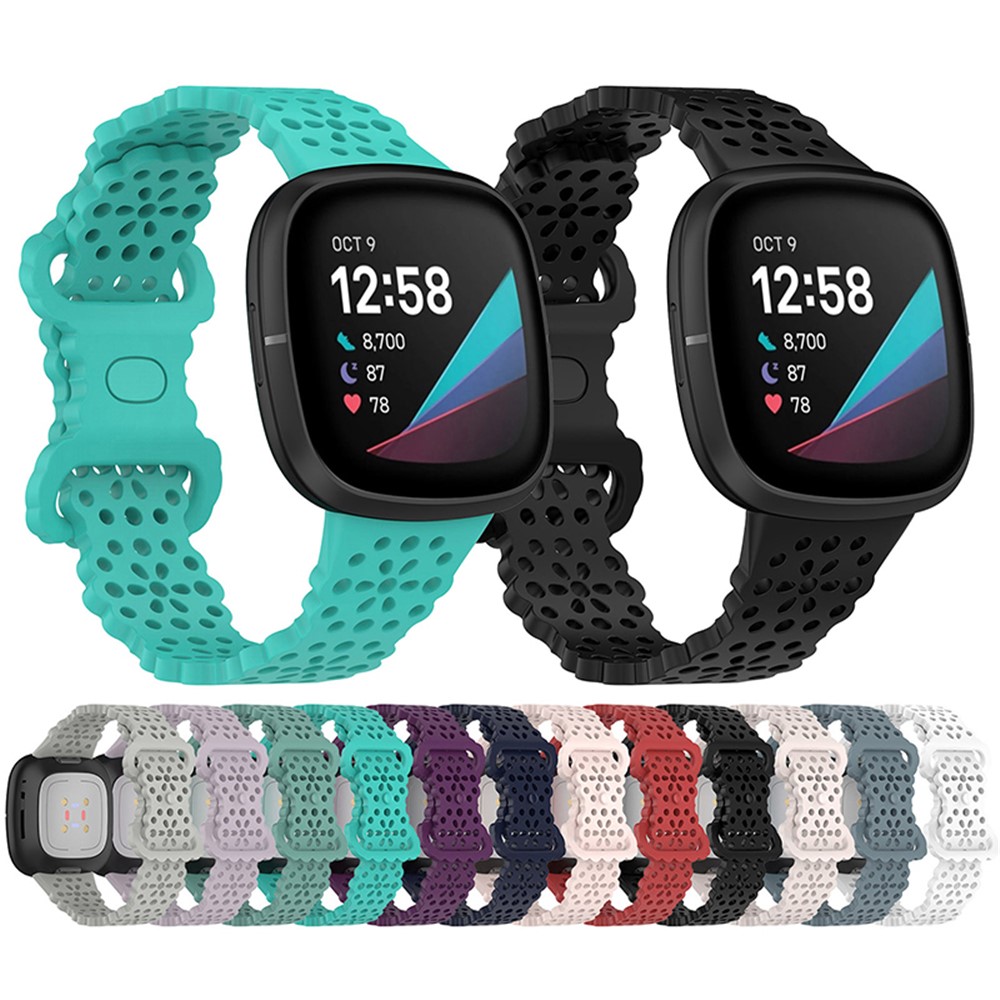 For Fitbit Versa 4 / 3 / Sense 2 / 1 Lace Flower TPU Band Hollow-out Sport Wristband Replacement - White-7