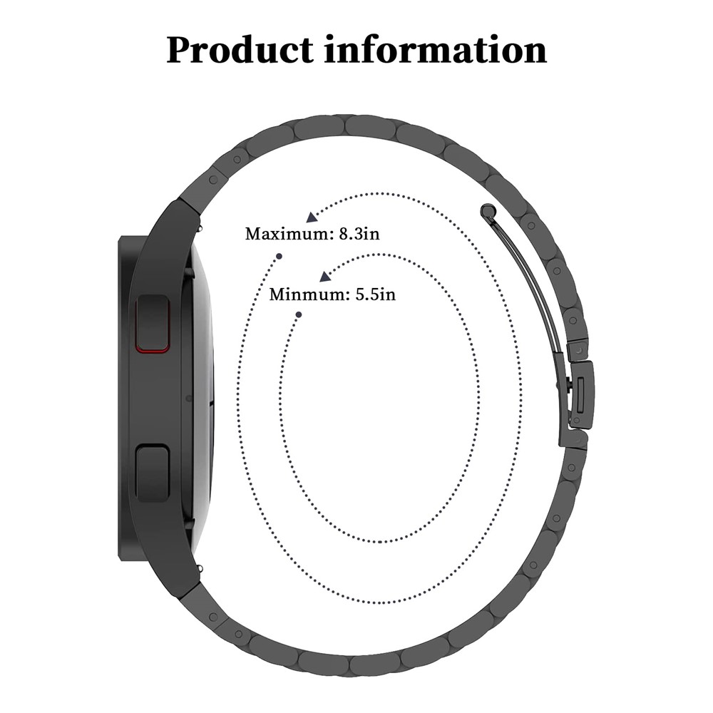 JLT For GarminMove 3S / Garmin Vivomove 3S / Active S Watch Band Replacement 18mm Three Beads Stainless Steel Wrist Strap - Black-7