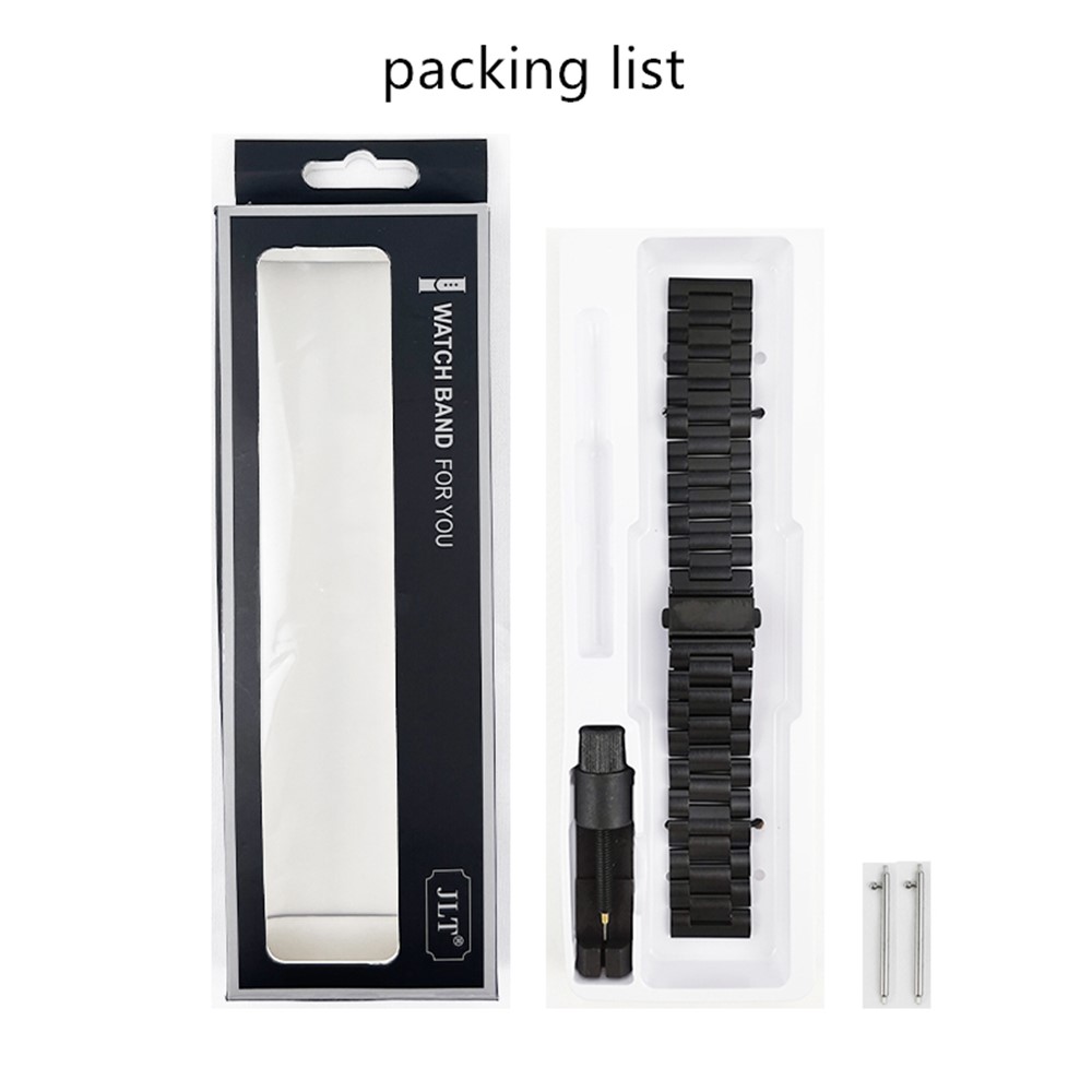 JLT For GarminMove 3S / Garmin Vivomove 3S / Active S Watch Band Replacement 18mm Three Beads Stainless Steel Wrist Strap - Black-8