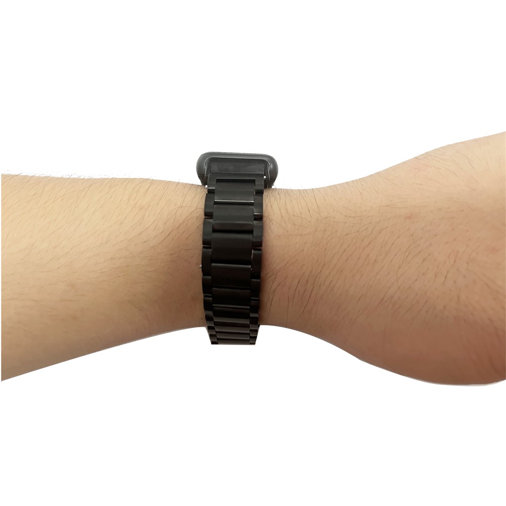For Huawei Band 7 Stainless Steel Smart Watch Band Three Beads Replacement Strap with Folding Buckle - Gold-6
