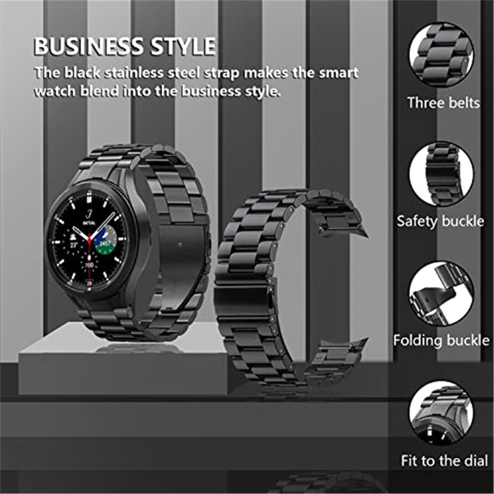 JLT For Samsung Galaxy Watch4 Classic 42mm / 46mm / Watch4 40mm / 44mm Watch Strap Replacement Watch Band with Folding Buckle - Black-3