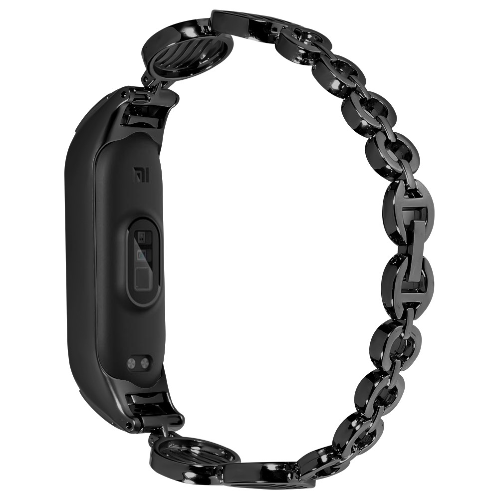 For Xiaomi Mi Band 7 Water Wave Design Stainless Steel Bracelet Watch Strap Replacement Wrist Band - Black-1