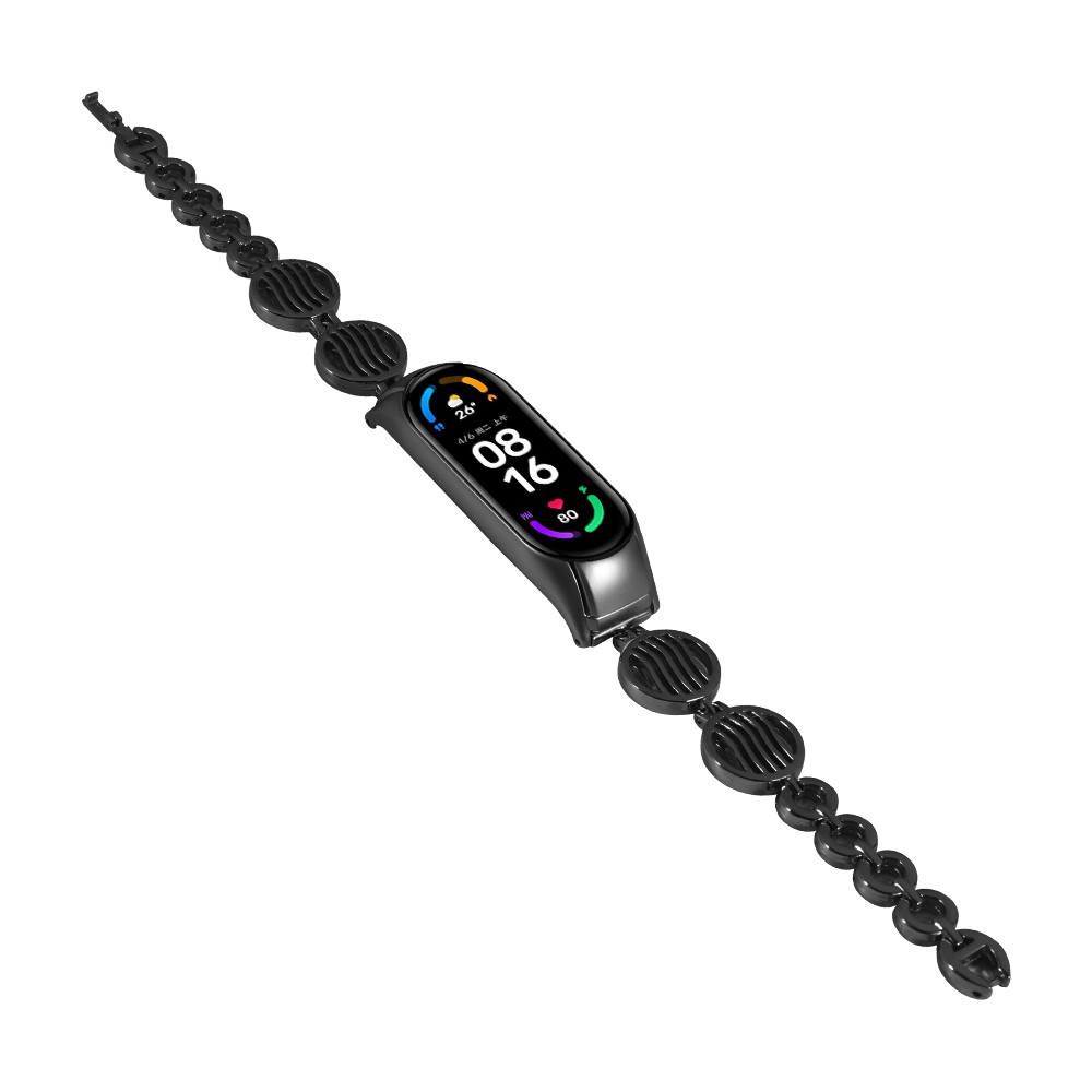 For Xiaomi Mi Band 7 Water Wave Design Stainless Steel Bracelet Watch Strap Replacement Wrist Band - Black-2