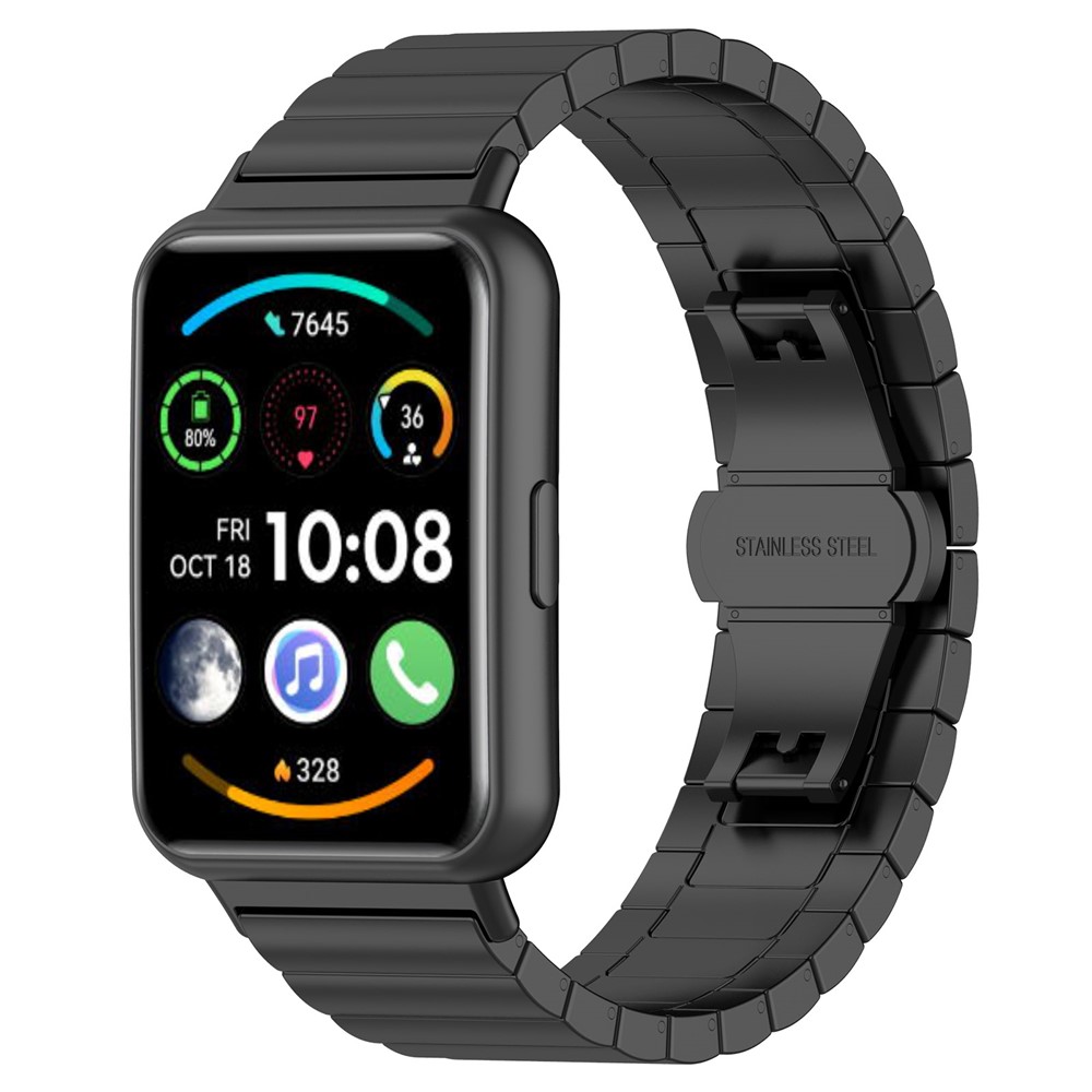 For Huawei Watch Fit 2 Smart Watch Band Buckle Design Metal Wrist Strap Replacement - Black-2