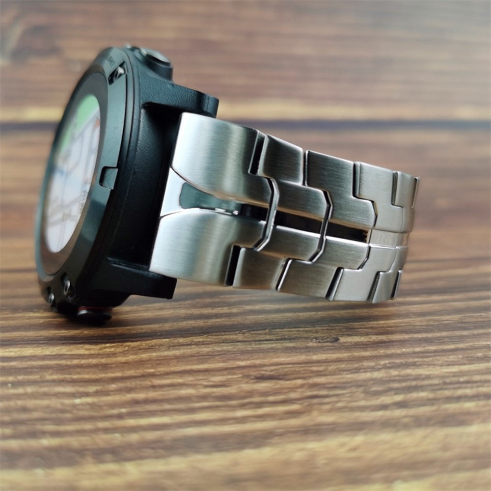 For Garmin Descent G1 / Fenix 7 / 6 Pro Metal Watch Strap 22mm Buckle Design Replacement Watch Strap - Silver-3