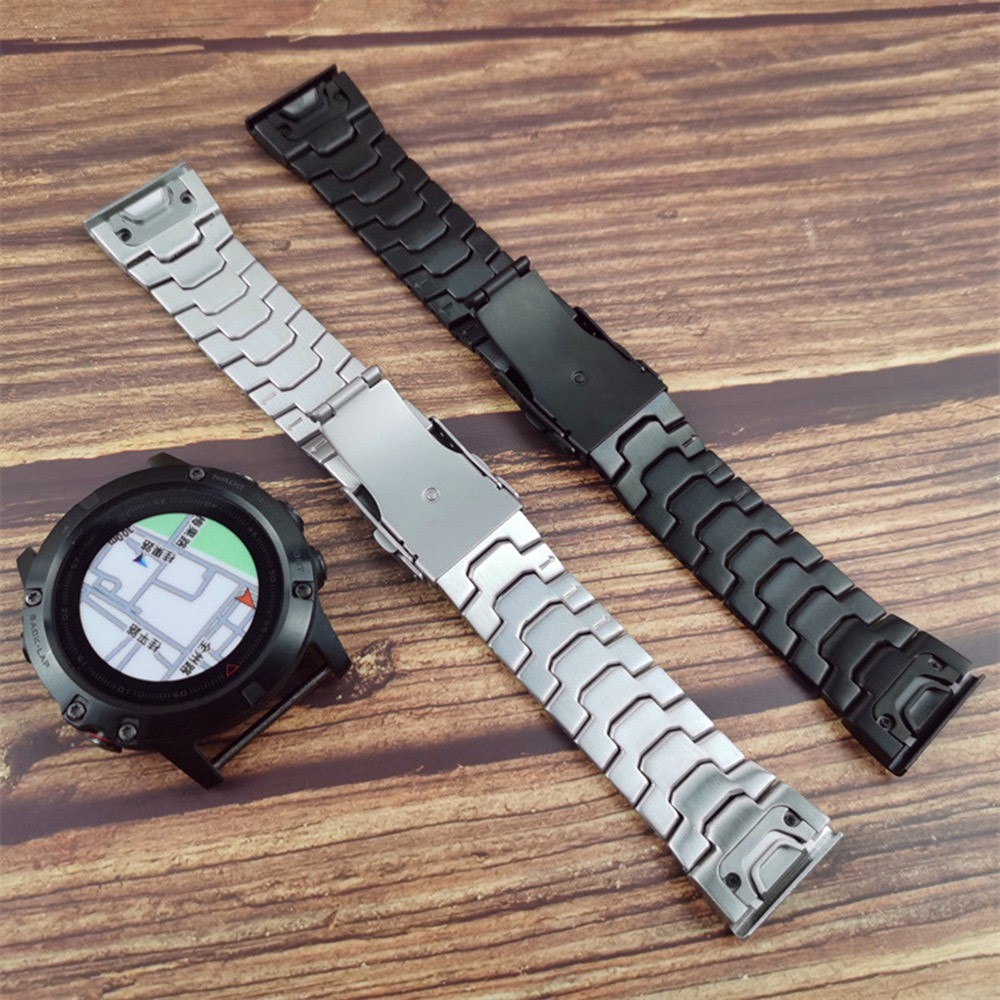 For Garmin Descent G1 / Fenix 7 / 6 Pro Metal Watch Strap 22mm Buckle Design Replacement Watch Strap - Silver-5