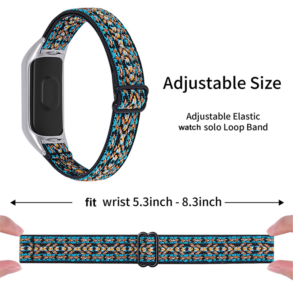 For Xiaomi Mi Band 5 / 6 Elastic Watch Band Nylon Braided Adjustable Wrist Strap Replacement - Style 4-2