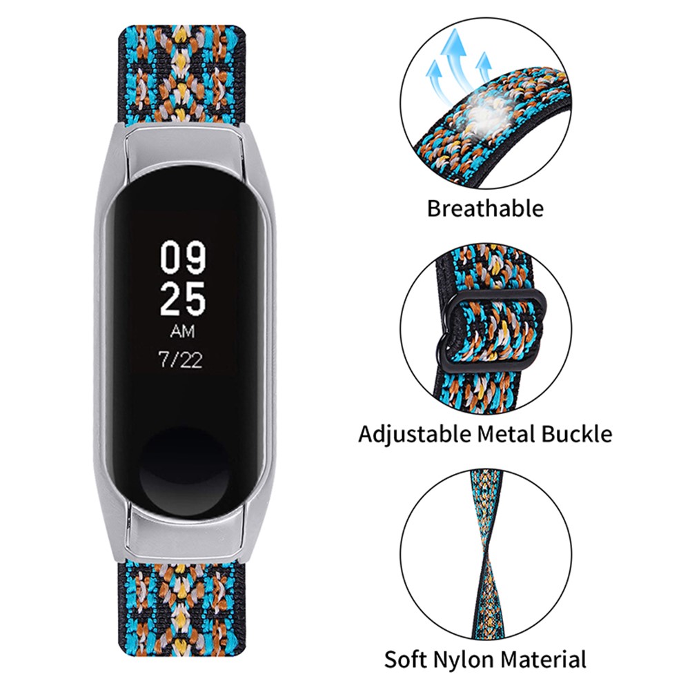For Xiaomi Mi Band 5 / 6 Elastic Watch Band Nylon Braided Adjustable Wrist Strap Replacement - Style 4-3
