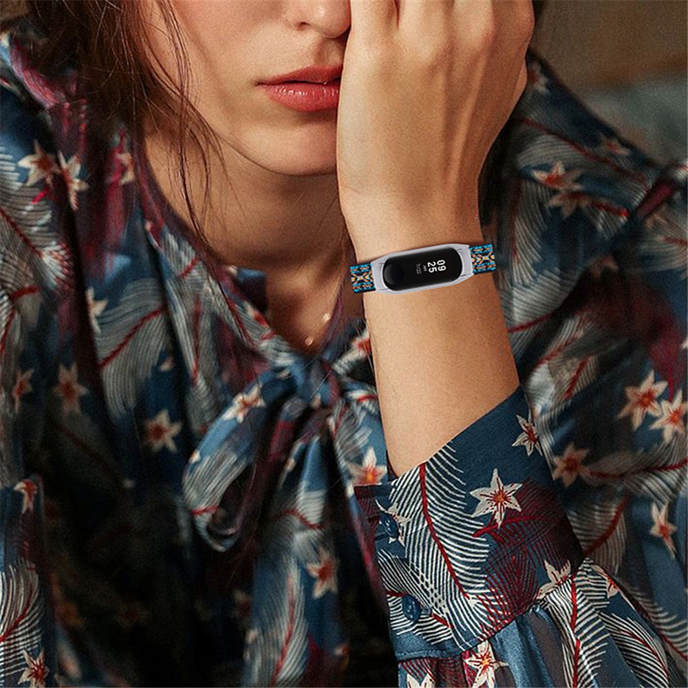 For Xiaomi Mi Band 5 / 6 Elastic Watch Band Nylon Braided Adjustable Wrist Strap Replacement - Style 4-6