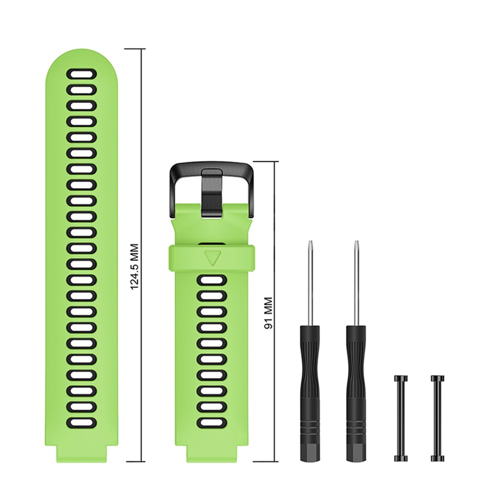 For Forerunner 235 / 230 / 620 / 630 / 220 / 735 / 735XT Replacement Watch Band Watch Strap with Black Buckle / Spring Bar Universal 22mm Silicone Watchband - Green / Black-4