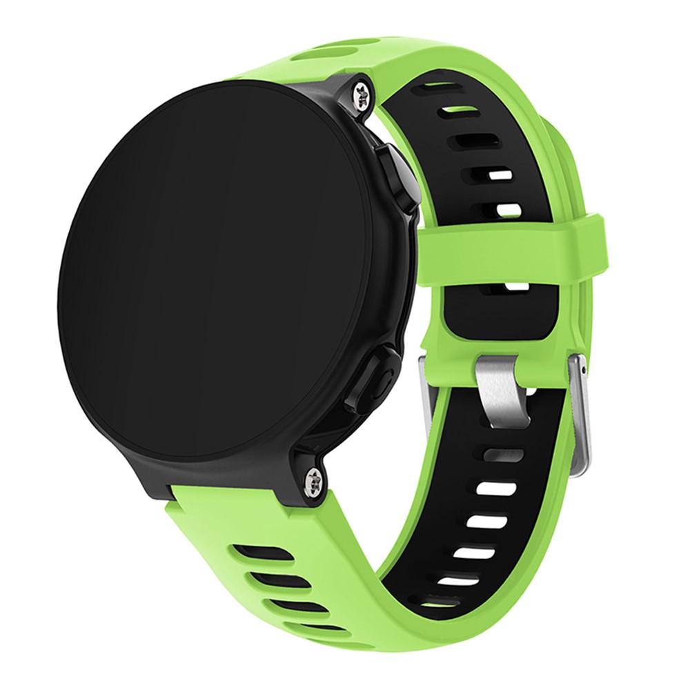 For Forerunner 235 / 230 / 620 / 630 / 220 / 735 / 735XT Silicone Watch Band Silver Buckle Watch Strap with Spring Bar Universal 22mm Replacement Watchband - Green / Black-2