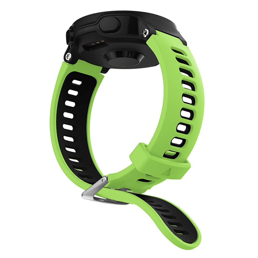 For Forerunner 235 / 230 / 620 / 630 / 220 / 735 / 735XT Silicone Watch Band Silver Buckle Watch Strap with Spring Bar Universal 22mm Replacement Watchband - Green / Black-3