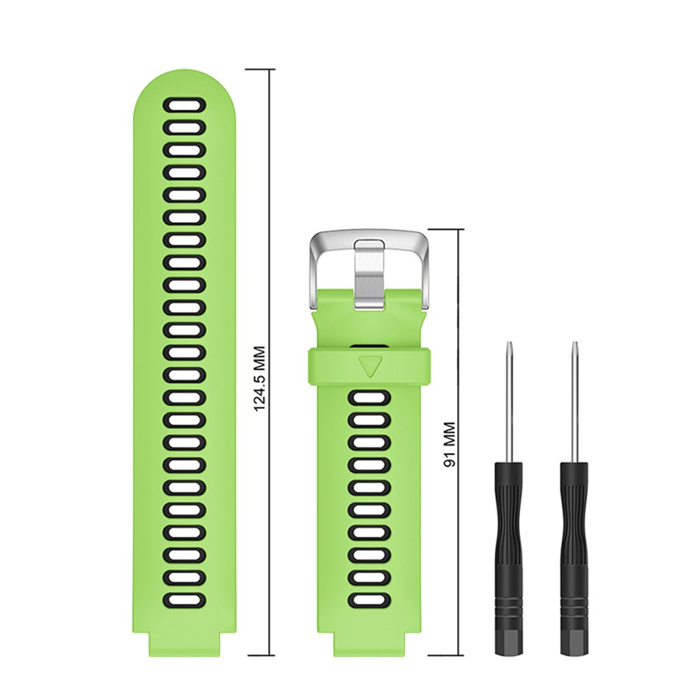 For Forerunner 235 / 230 / 620 / 630 / 220 / 735 / 735XT Silicone Watch Band Quick Release Watch Strap Replacement Part Universal 22mm Watchband with Silver Buckle - Green / Black-4