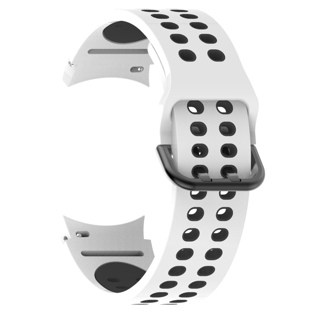 For Samsung Galaxy Watch4 40mm / 44mm / Watch4 Classic 42mm / 46mm Dual-Color Watch Band Replacement Watch Strap 20mm Silicone Watchband with Dual-Hole Buckle - White / Black-3