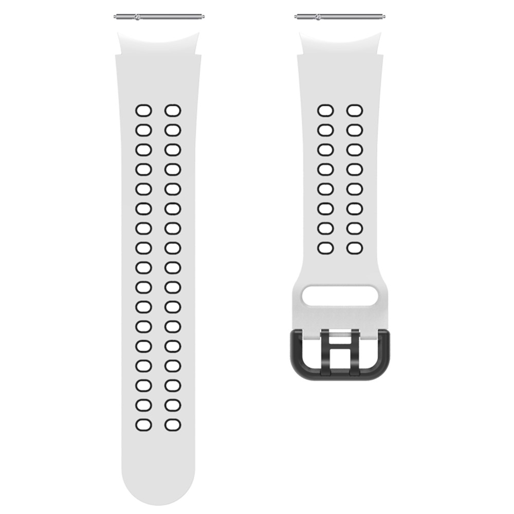 For Samsung Galaxy Watch4 40mm / 44mm / Watch4 Classic 42mm / 46mm Dual-Color Watch Band Replacement Watch Strap 20mm Silicone Watchband with Dual-Hole Buckle - White / Black-4