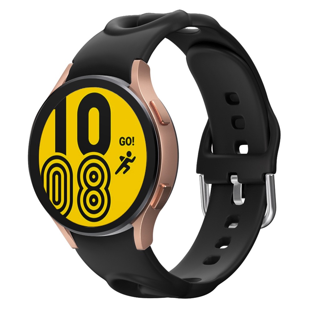 For Samsung Galaxy Watch4 40mm / 44mm / Watch4 Classic 42mm / 46mm Quick Release Watch Band Set Silicone Hollow Watch Strap 20mm Replacement Watchband - Black-2
