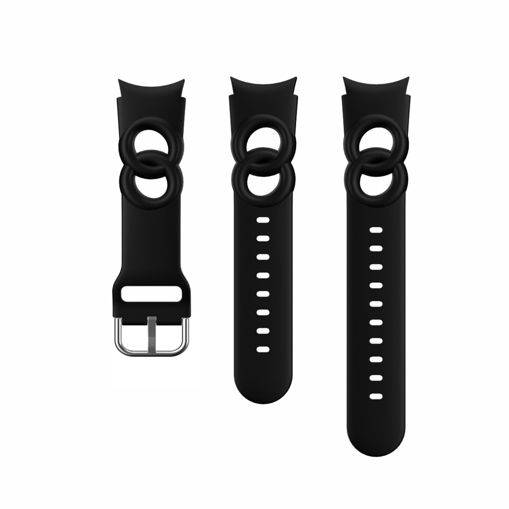 For Samsung Galaxy Watch4 40mm / 44mm / Watch4 Classic 42mm / 46mm Quick Release Watch Band Set Silicone Hollow Watch Strap 20mm Replacement Watchband - Black-4