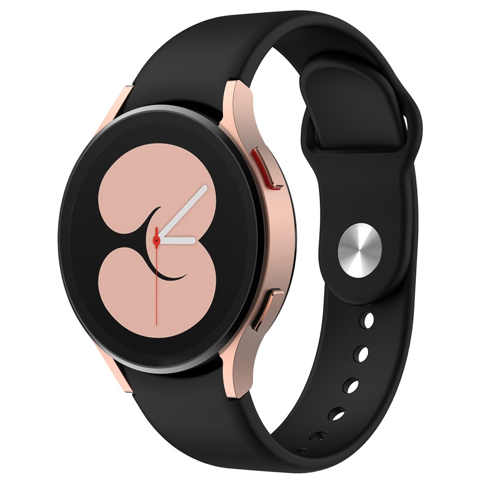 For Samsung Galaxy Watch4 40mm / 44mm / Watch4 Classic 42mm / 46mm Quick Release Watch Band Silicone Watch Strap 20mm Replacement Watchband with Button - Black-2