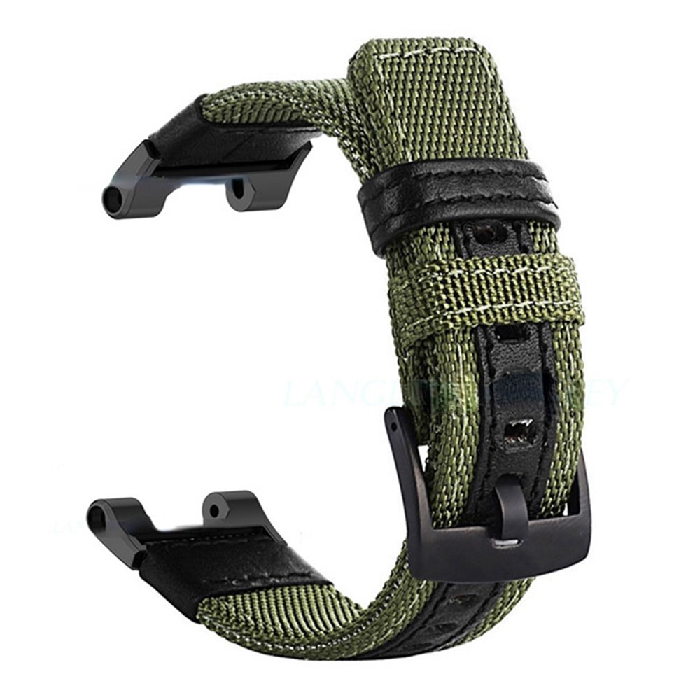 For Huami Amazfit T-Rex / T-Rex Pro / Ares Watch Strap with Buckle Nylon+Leather Watch Band Universal 22mm Quick Release Watchband - Green-2