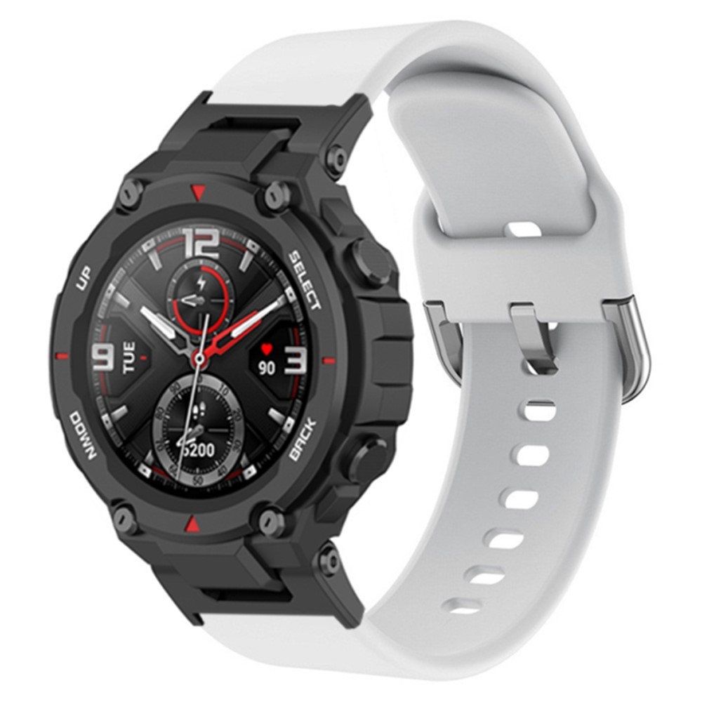 For Huami Amazfit T-Rex / T-Rex Pro / Ares, Universal 22mm Watch Band Silicone Watch Strap Replacement Watchband with Square Buckle - White-3
