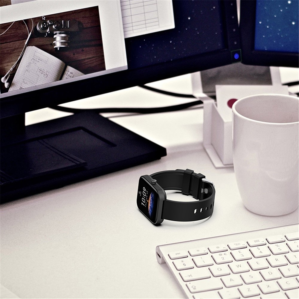 For Huami Amazfit Bip 3 / Bip S Soft Silicone Wrist Band Smart Watch Replacement Strap with Silver Buckle - Black-10