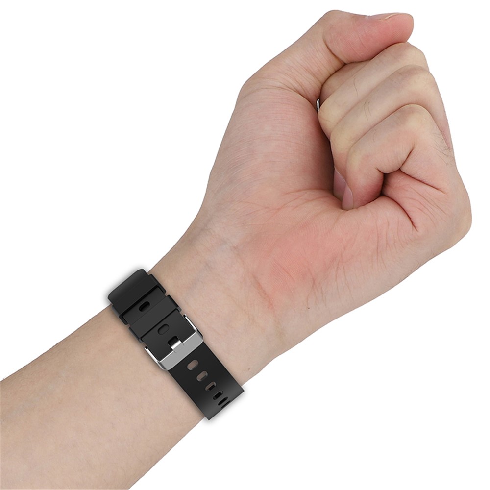 For Huami Amazfit Bip 3 / Bip S Soft Silicone Wrist Band Smart Watch Replacement Strap with Silver Buckle - Black-11