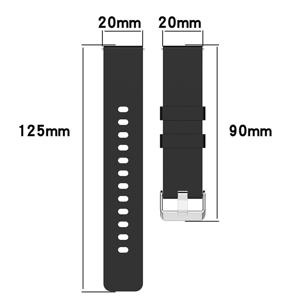 For Huami Amazfit Bip 3 / Bip S Soft Silicone Wrist Band Smart Watch Replacement Strap with Silver Buckle - Black-12
