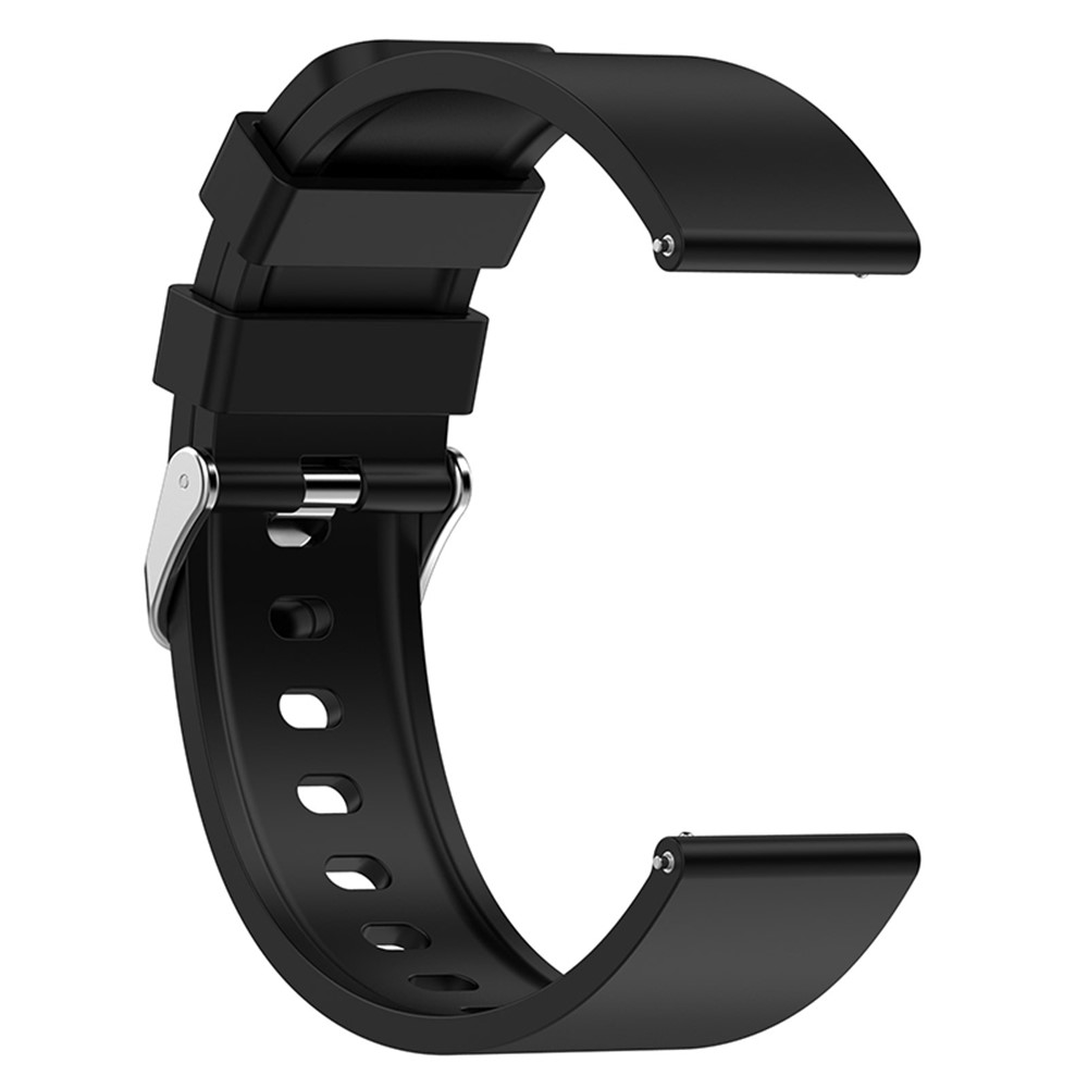 For Huami Amazfit Bip 3 / Bip S Soft Silicone Wrist Band Smart Watch Replacement Strap with Silver Buckle - Black-4