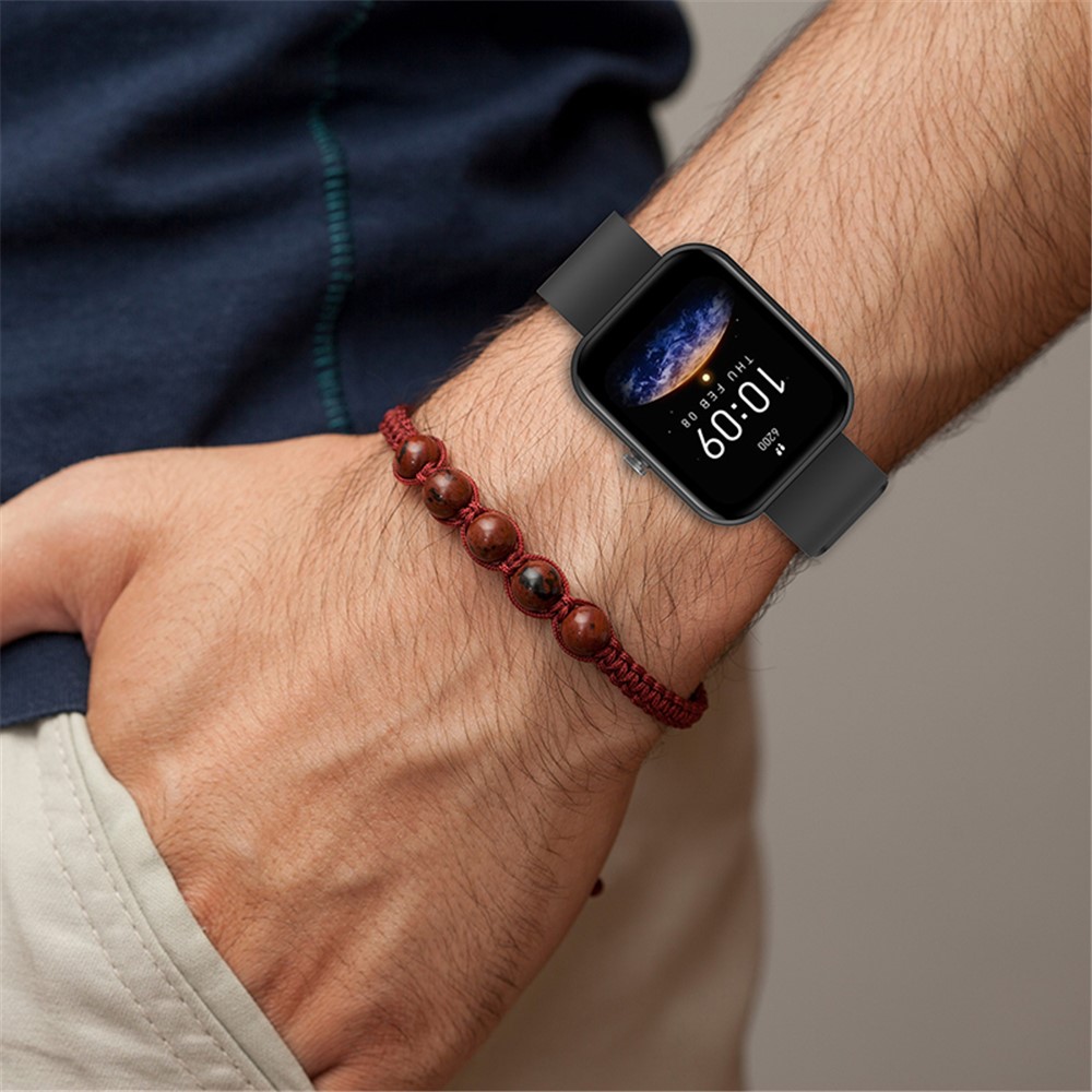 For Huami Amazfit Bip 3 / Bip S Soft Silicone Wrist Band Smart Watch Replacement Strap with Silver Buckle - Black-8