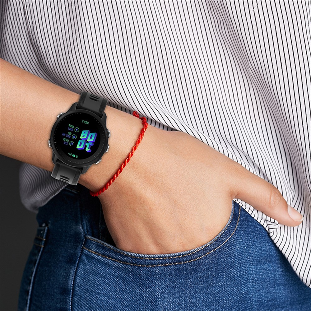For Garmin Forerunner 955 Twill Design Soft TPU Adjustable Smart Watch Replacement Strap - Black-8