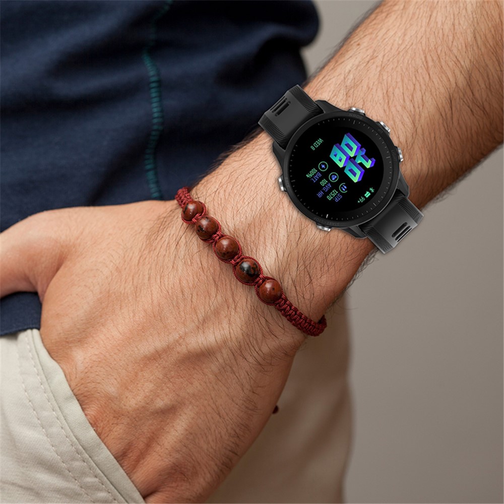 For Garmin Forerunner 955 Twill Design Soft TPU Adjustable Smart Watch Replacement Strap - Black-9