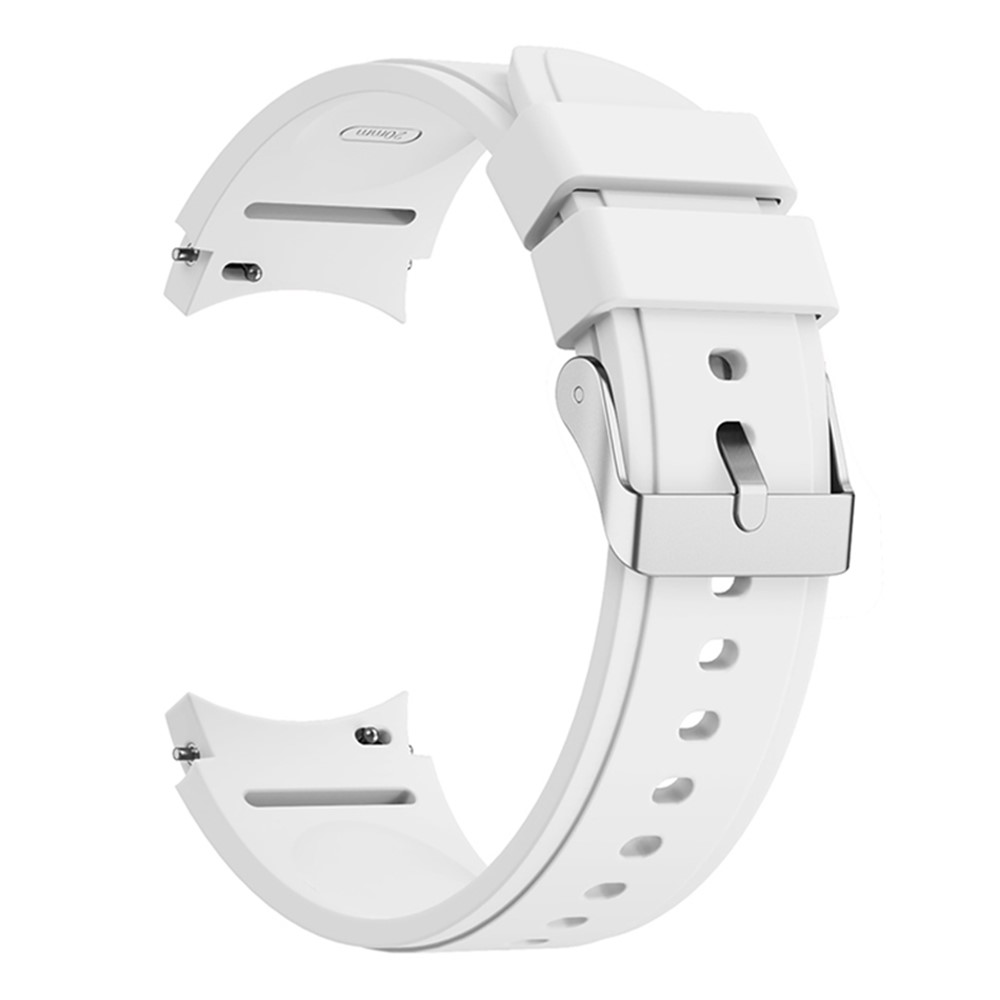 For Samsung Galaxy Watch5 40mm / 44mm / Watch4 40mm / 44mm Silicone Watchband Strap with Stainless Steel Buckle - White-3