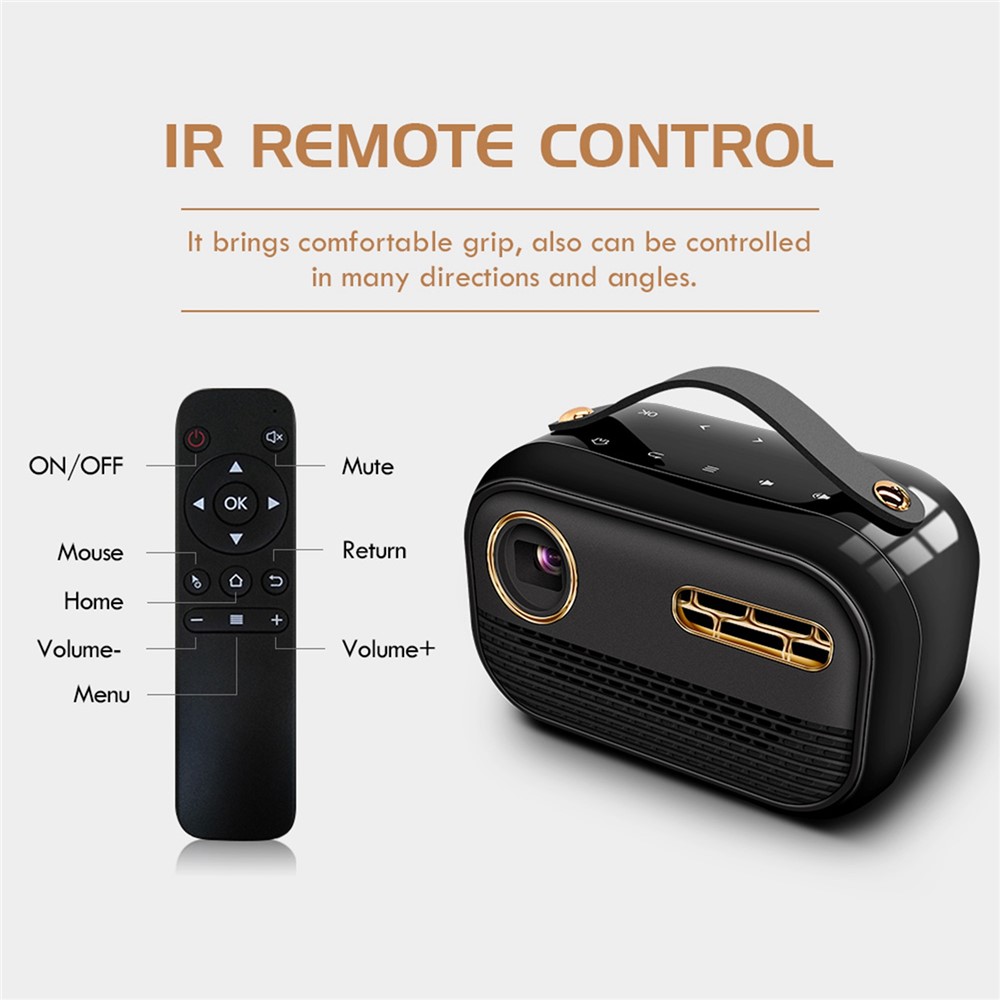 P16 2GB+16GB 4K 3D Video Projector Android 9.0 2.4G / 5G WiFi BT5.0 Airplay Miracast Home Theater DLP Projector - US Plug-6