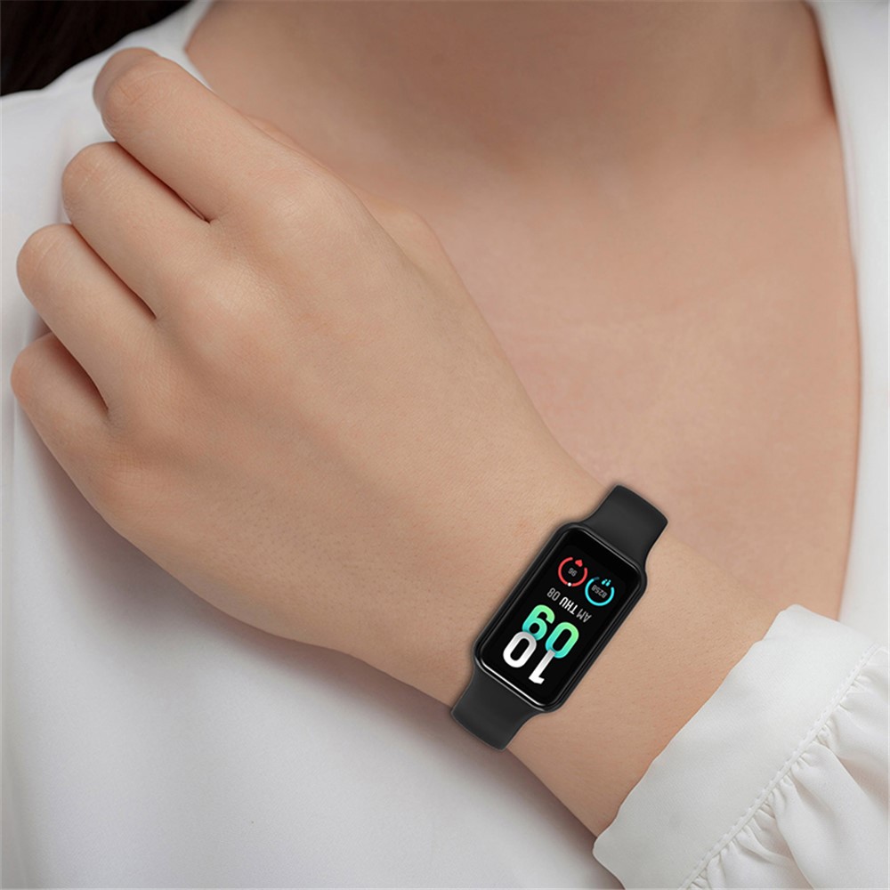 For Huami Amazfit Band 7 TPE Watch Band Sports Watch Strap Replacement with Protective Case Frame - Black-6