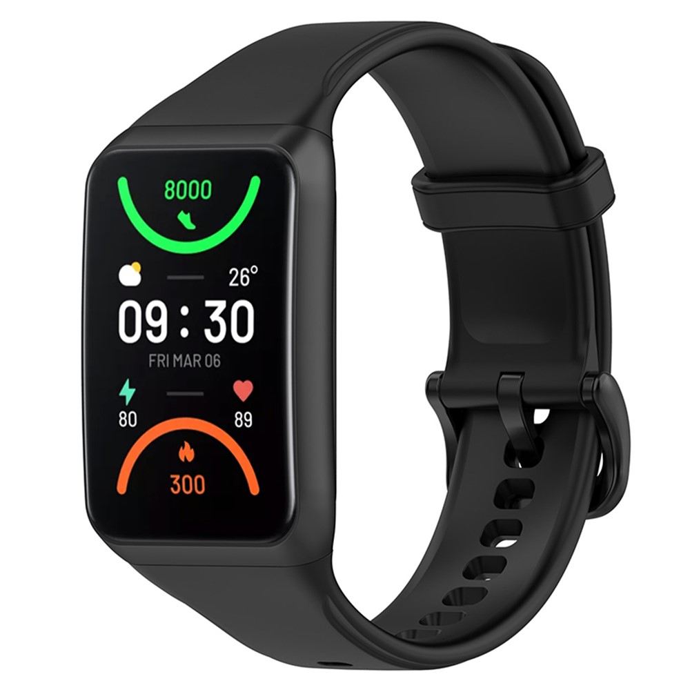 For Oppo Band 2 Soft TPU Watch Band Quick Release Replacement Sports Watch Strap - Black-1