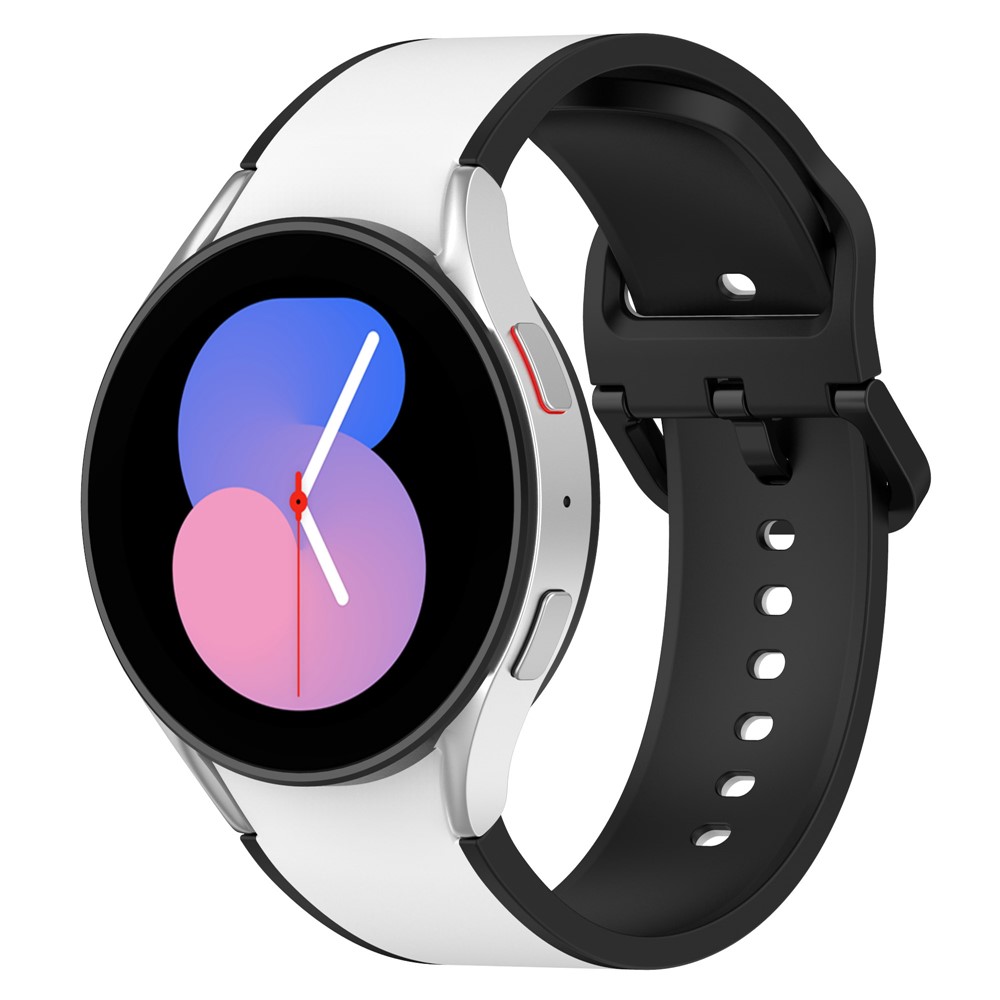 For Samsung Galaxy Watch 5 40mm / 44mm / Watch 5 Pro 45mm Dual Color Watch Band Soft Silicone Sport Replacement Strap - White / Black-2