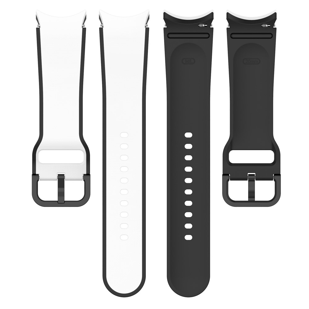 For Samsung Galaxy Watch 5 40mm / 44mm / Watch 5 Pro 45mm Dual Color Watch Band Soft Silicone Sport Replacement Strap - White / Black-5