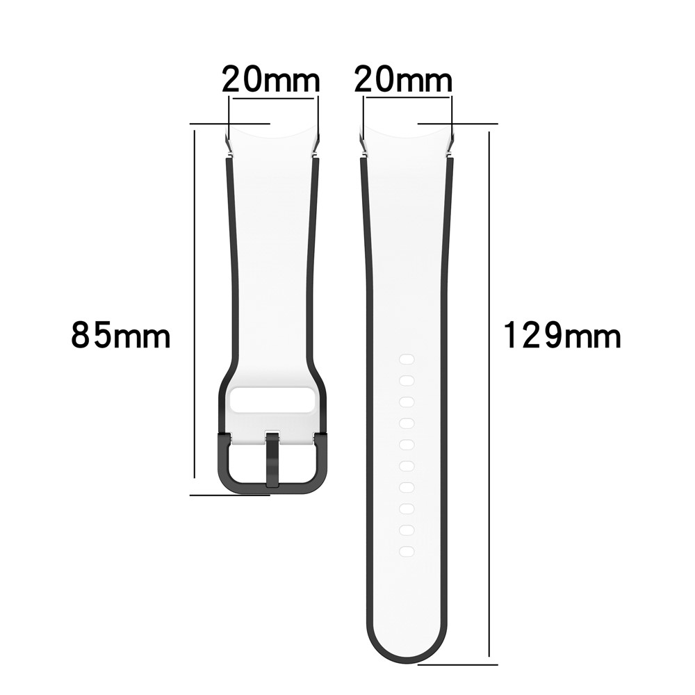 For Samsung Galaxy Watch 5 40mm / 44mm / Watch 5 Pro 45mm Dual Color Watch Band Soft Silicone Sport Replacement Strap - White / Black-7