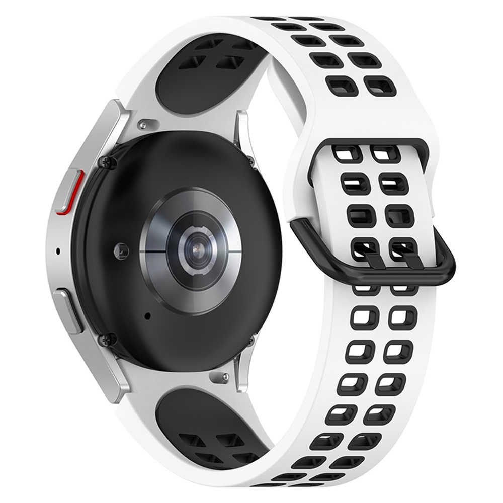 For Samsung Galaxy Watch3 41mm / Watch4 40mm / 44mm / Watch4 Classic 42mm / Watch 5 40mm / 44mm / Watch 5 Pro 45mm Silicone Watch Band Dual Color Strap - White / Black-1