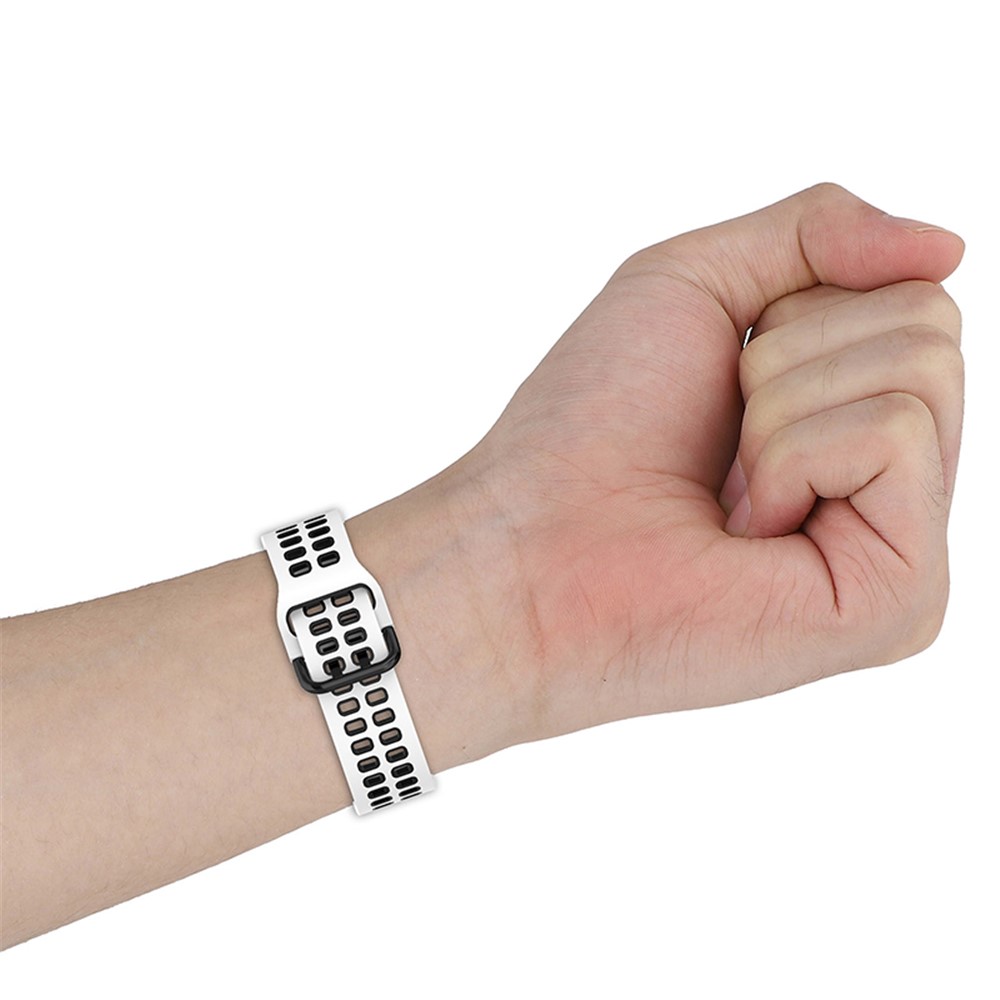 For Samsung Galaxy Watch3 41mm / Watch4 40mm / 44mm / Watch4 Classic 42mm / Watch 5 40mm / 44mm / Watch 5 Pro 45mm Silicone Watch Band Dual Color Strap - White / Black-11