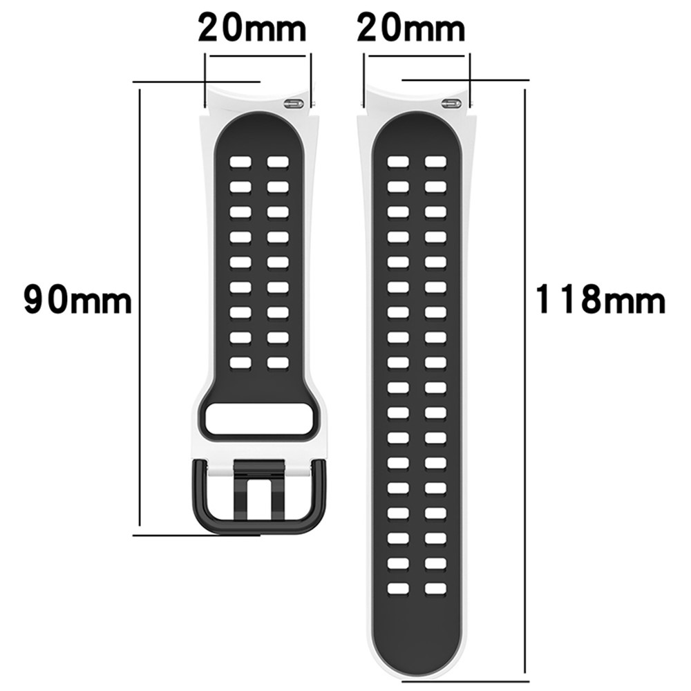 For Samsung Galaxy Watch3 41mm / Watch4 40mm / 44mm / Watch4 Classic 42mm / Watch 5 40mm / 44mm / Watch 5 Pro 45mm Silicone Watch Band Dual Color Strap - White / Black-12