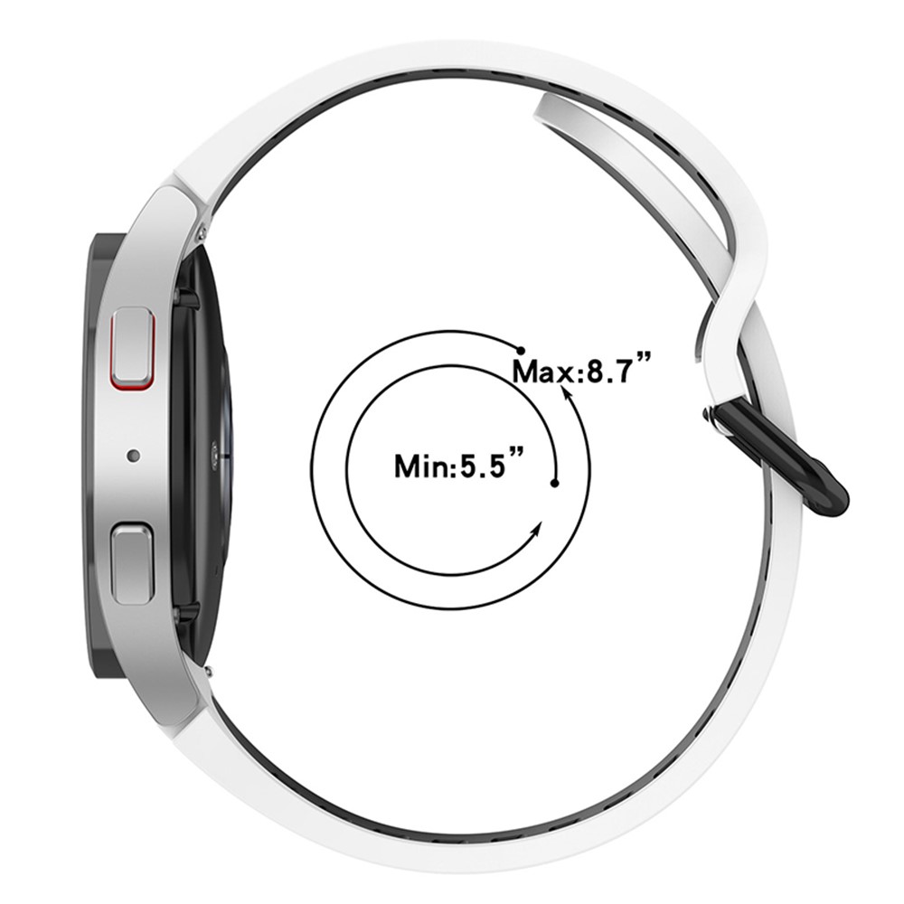 For Samsung Galaxy Watch3 41mm / Watch4 40mm / 44mm / Watch4 Classic 42mm / Watch 5 40mm / 44mm / Watch 5 Pro 45mm Silicone Watch Band Dual Color Strap - White / Black-13