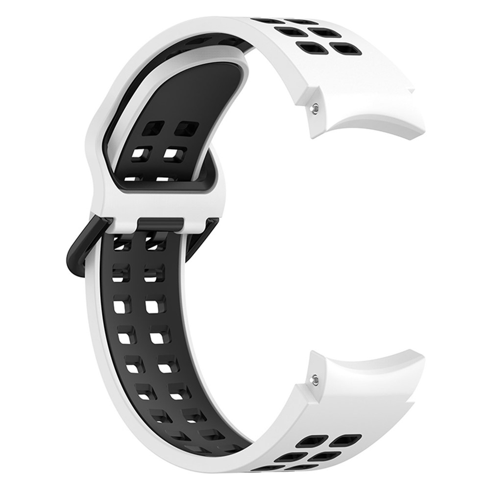 For Samsung Galaxy Watch3 41mm / Watch4 40mm / 44mm / Watch4 Classic 42mm / Watch 5 40mm / 44mm / Watch 5 Pro 45mm Silicone Watch Band Dual Color Strap - White / Black-3