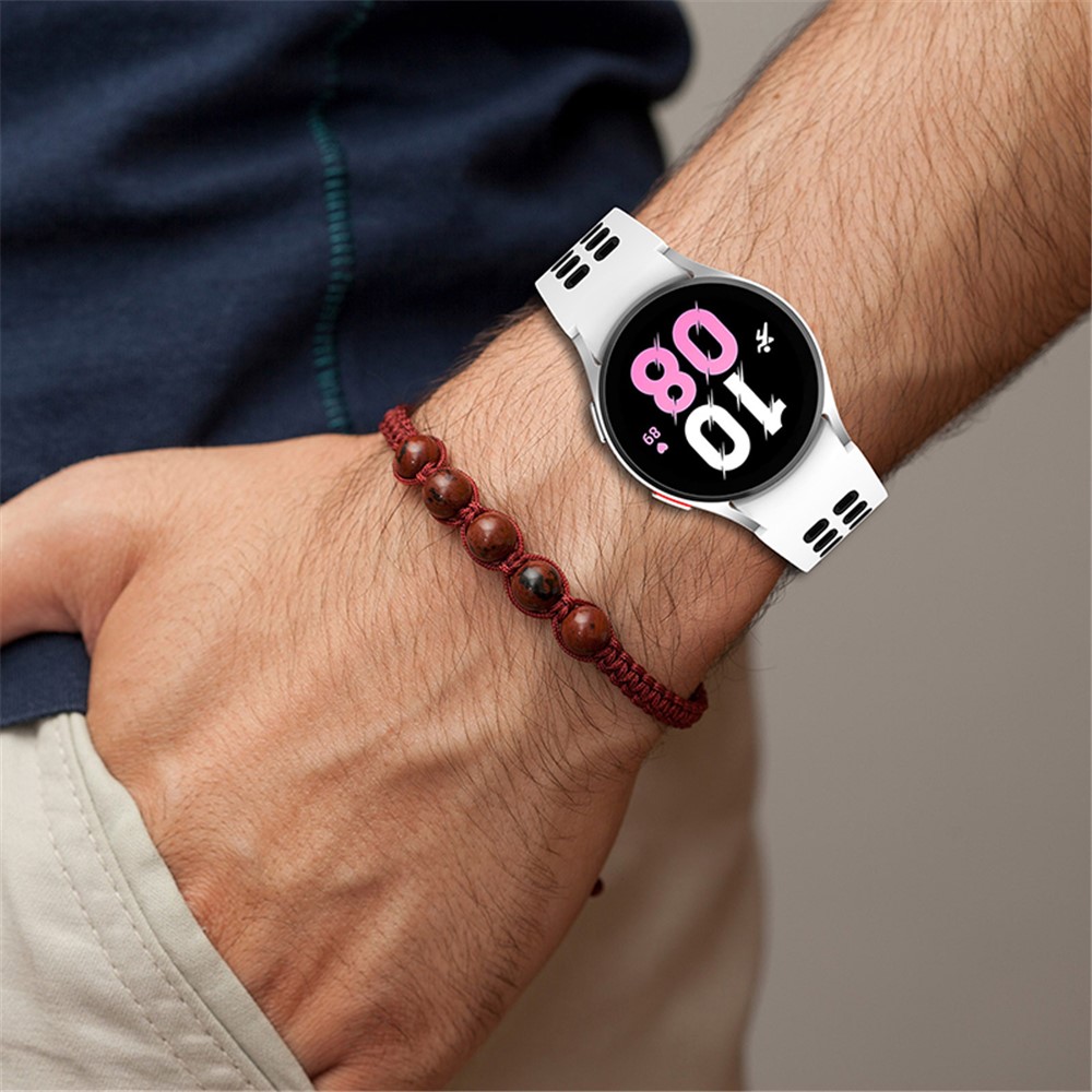 For Samsung Galaxy Watch3 41mm / Watch4 40mm / 44mm / Watch4 Classic 42mm / Watch 5 40mm / 44mm / Watch 5 Pro 45mm Silicone Watch Band Dual Color Strap - White / Black-7