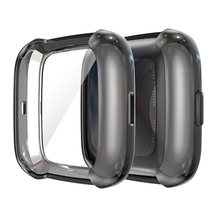HAT PRINCE All-round Protective Electroplating TPU Watch Cover for Fitbit Versa 2 - Black-1