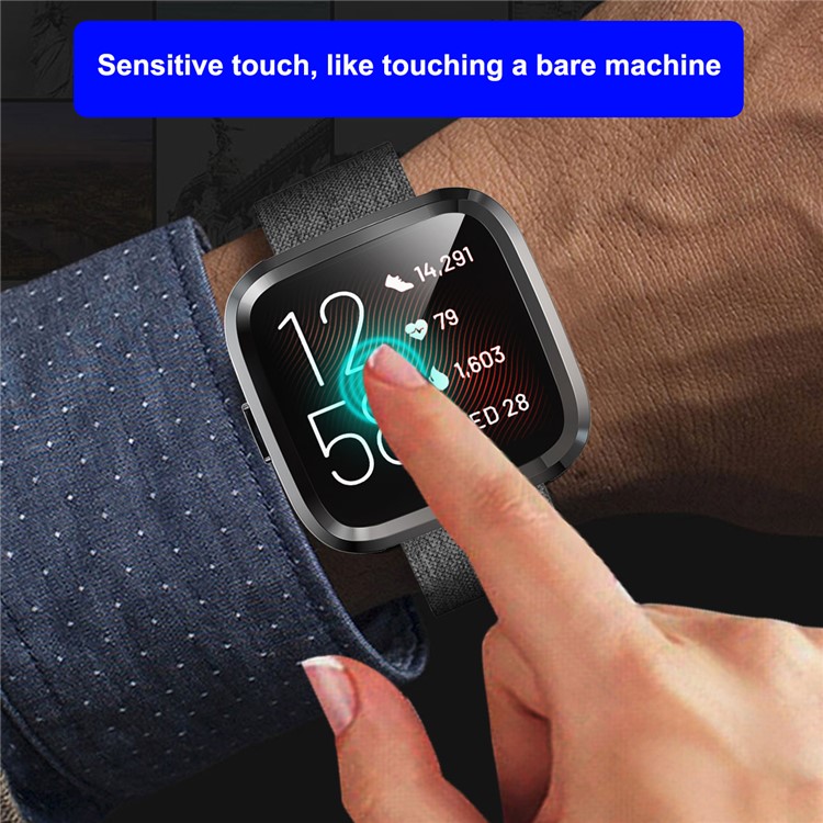 HAT PRINCE All-round Protective Electroplating TPU Watch Cover for Fitbit Versa 2 - Black-4
