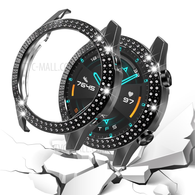 Double Rangée Décor Strass Montre Intelligente Étui De Protection Pour PC Montre Huawei GT2 46mm - Noir-4