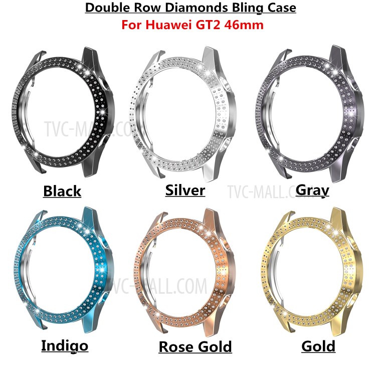 Double Rangée Décor Strass Montre Intelligente Étui De Protection Pour PC Montre Huawei GT2 46mm - Noir-7
