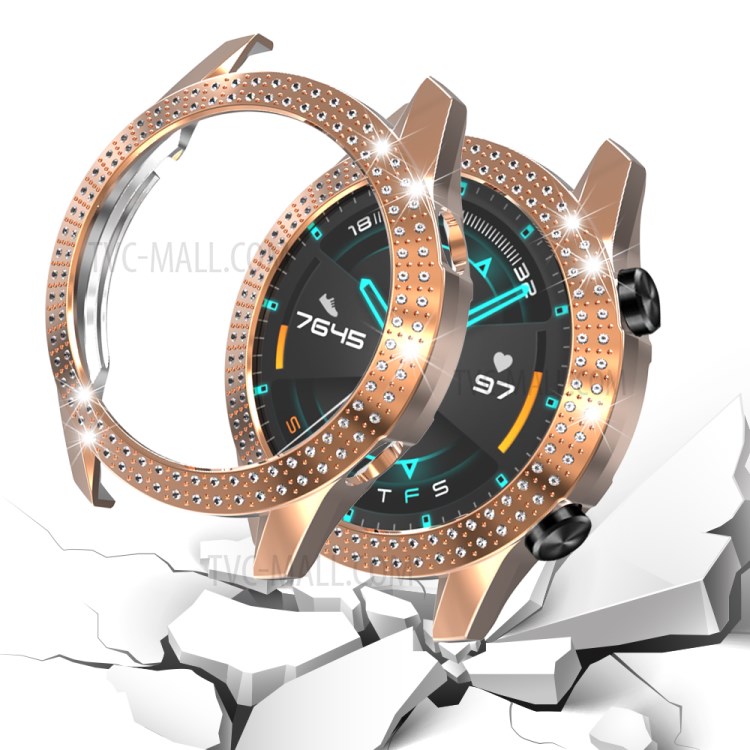Dual-row Rhinestone Decor Smart Watch PC Protective Case for Huawei Watch GT2 46mm - Rose Gold-4