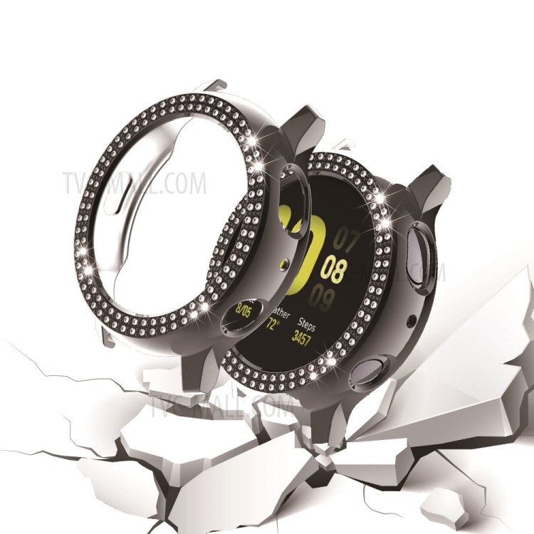 Double Row Rhinestone Decor Hard PC Frame Bumper Case for Samsung Galaxy Watch Active2 44mm - Black-3